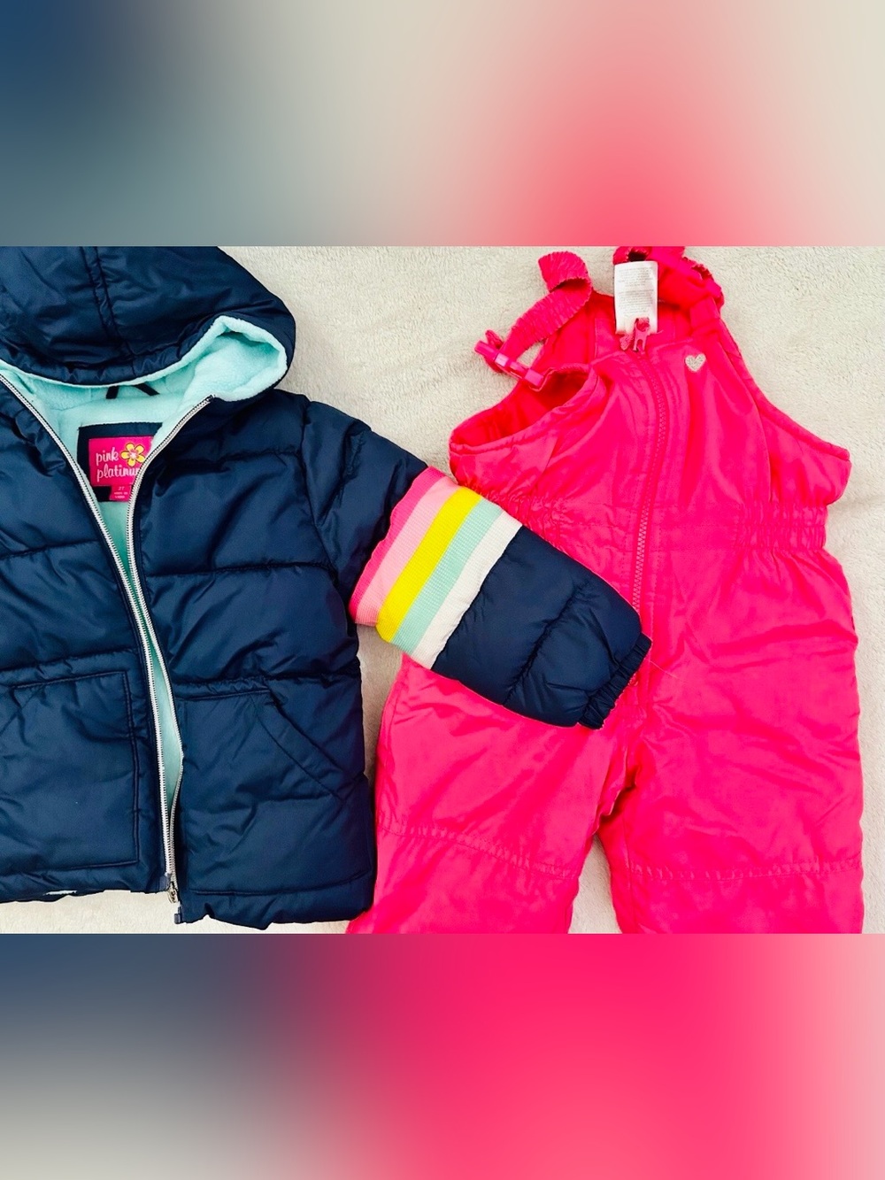 Pink Platinum Girls Puffer Jacket&Snow Bib Snowsuit Set 2/3T Years Excellent Con - Picture 4 of 5